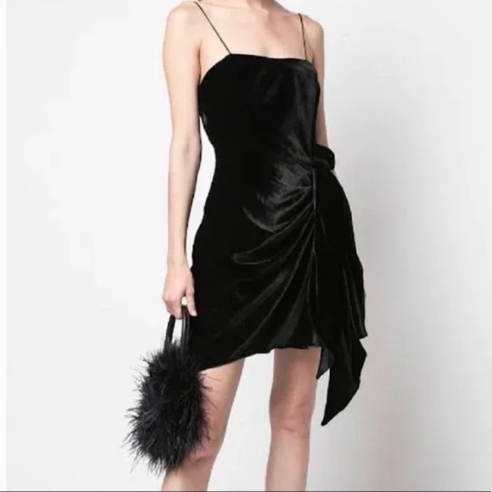 NWT Cinq a Sept Black Velvet Dress Kiki Mini Cocktail Dress Size 8 LBD